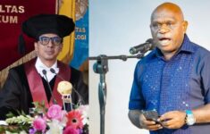 Guru Besar UGM Zainal Arifin Mochtar dan Menteri HAM, Natalius Pigai. Foto: ist)